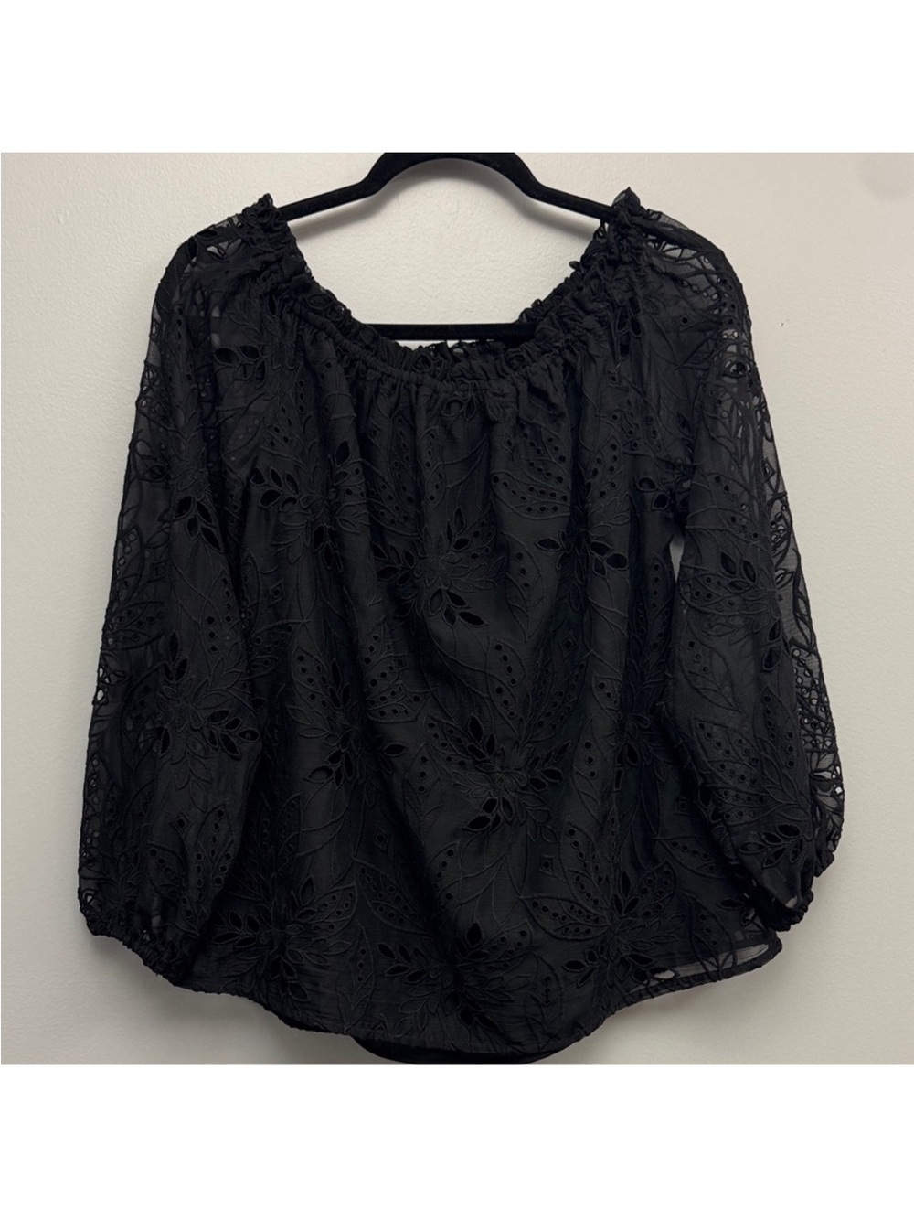 Black Eyelet Lace Peasant Top - New w/Tags, Price is Firm